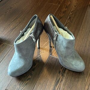 Michael Kors grey suede and snakeskin leather heels. New without box. Size 7.